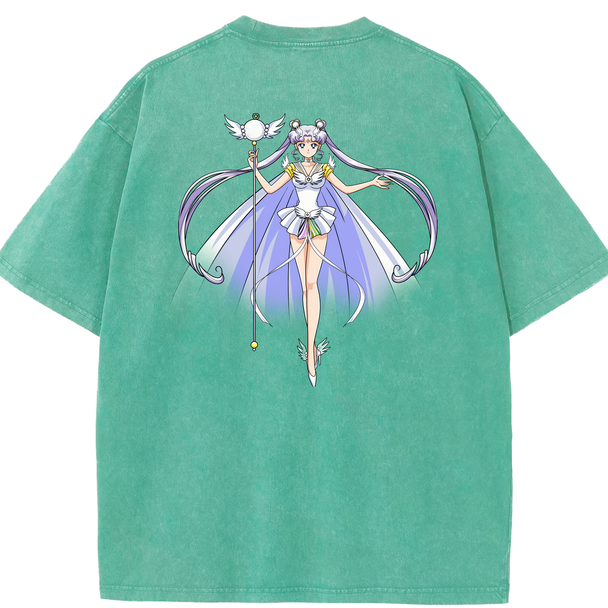 （画像用） 美少女戦士セーラームーン 月野 うさぎ つきの うさぎ Sailor Moon Tsukino Usagi 綿100% ヴィンテージ風 半袖Tシャツ（背面プリント）
